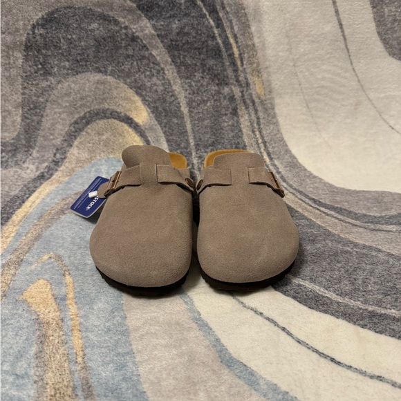 Birkenstock Boston Clog Suede Sandal Taupe Women’s Size 7 8 or 9 - Picture 2 of 5